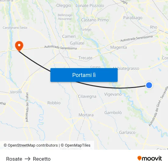 Rosate to Recetto map