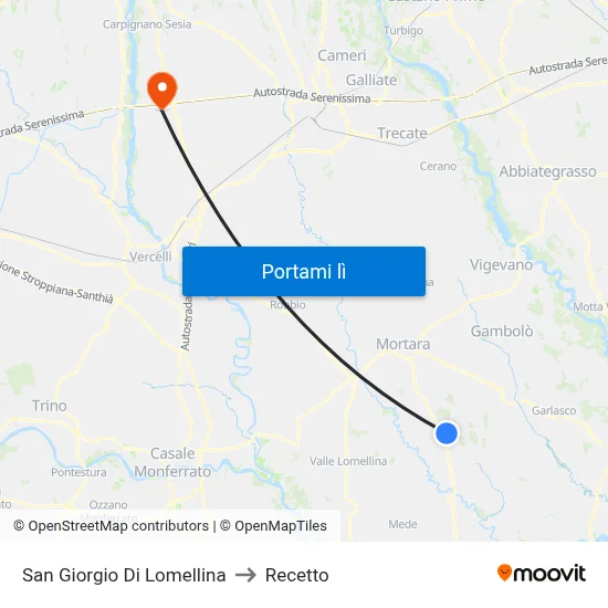 San Giorgio Di Lomellina to Recetto map