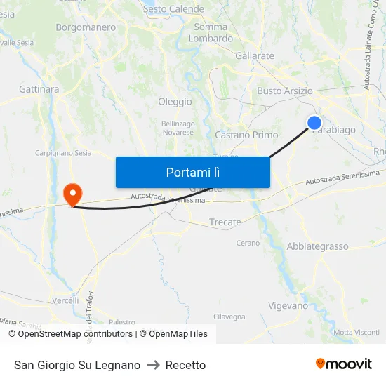 San Giorgio Su Legnano to Recetto map