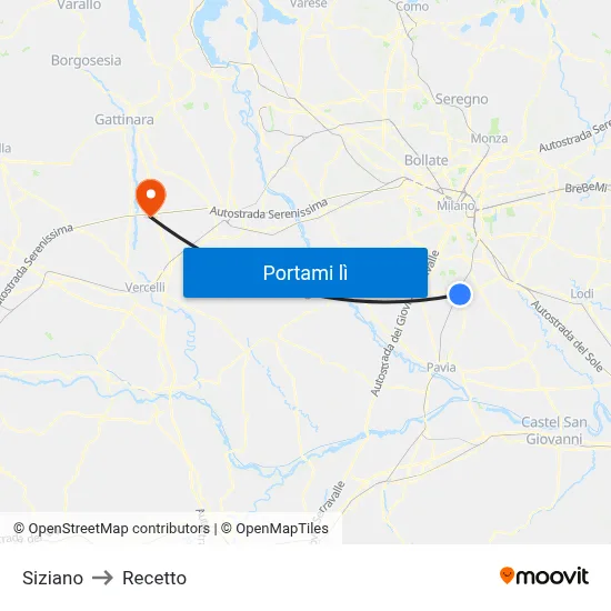 Siziano to Recetto map