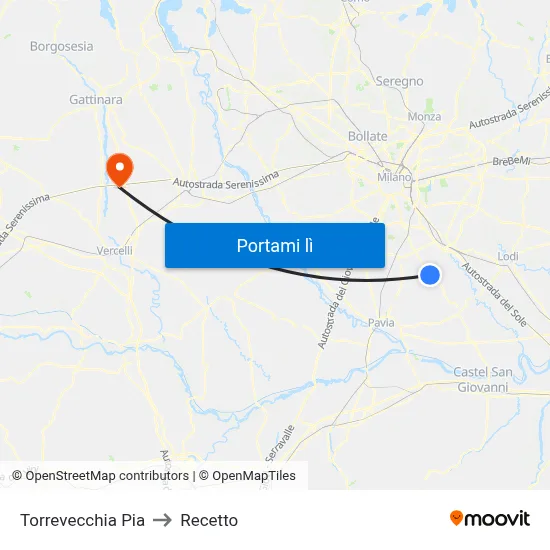Torrevecchia Pia to Recetto map
