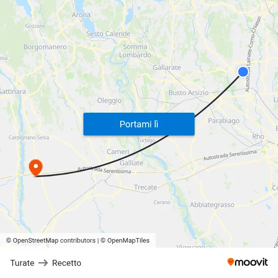 Turate to Recetto map