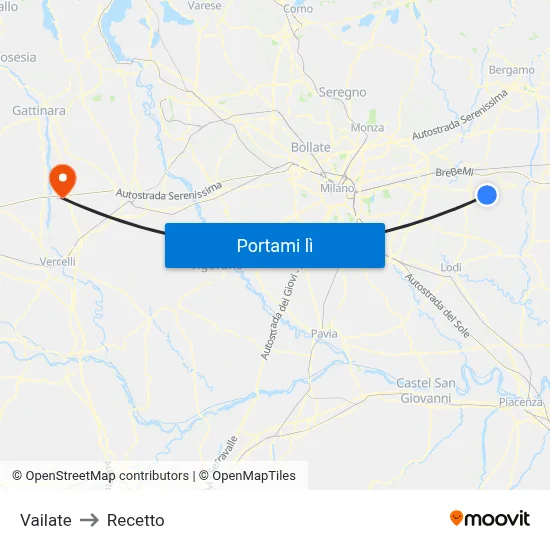 Vailate to Recetto map
