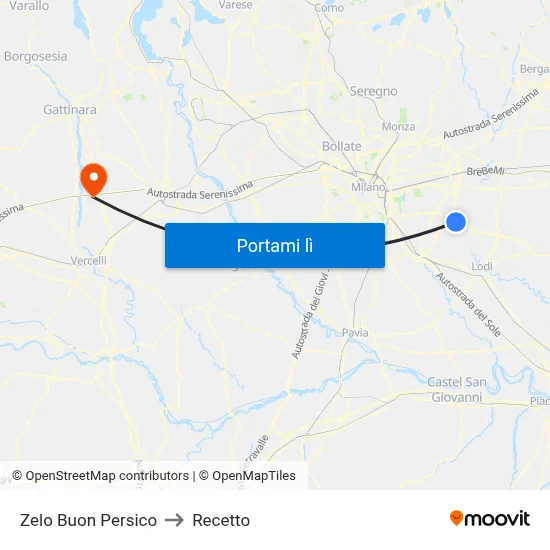 Zelo Buon Persico to Recetto map