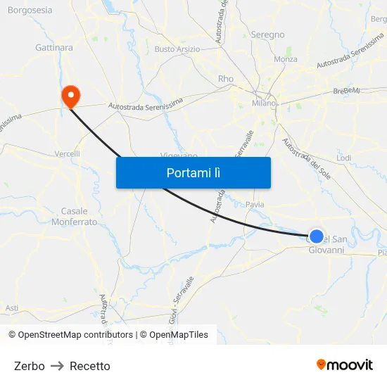 Zerbo to Recetto map