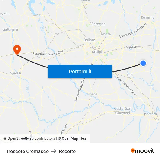 Trescore Cremasco to Recetto map