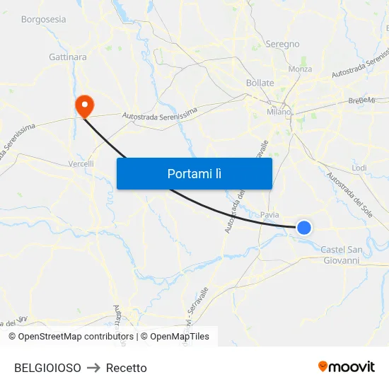 BELGIOIOSO to Recetto map