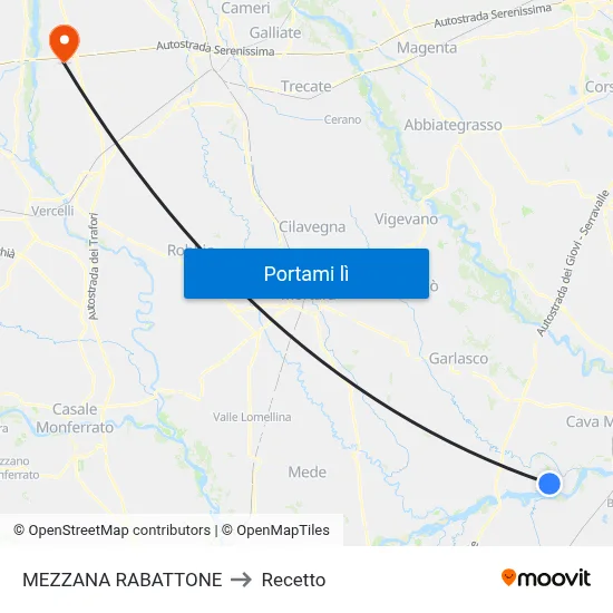 MEZZANA RABATTONE to Recetto map