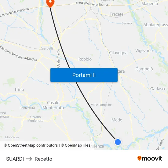 SUARDI to Recetto map