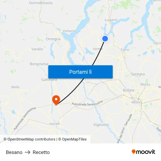 Besano to Recetto map