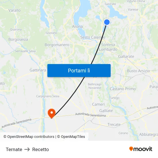 Ternate to Recetto map