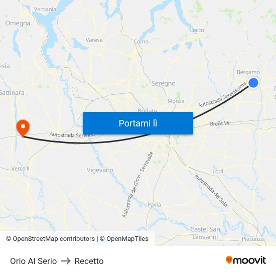 Orio Al Serio to Recetto map