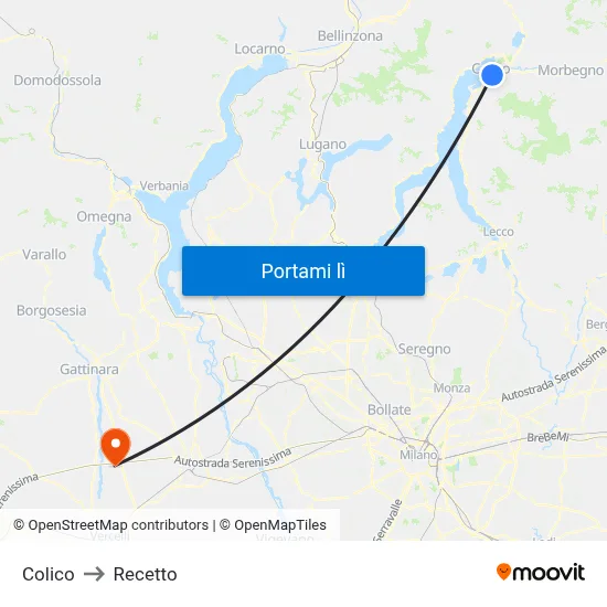 Colico to Recetto map