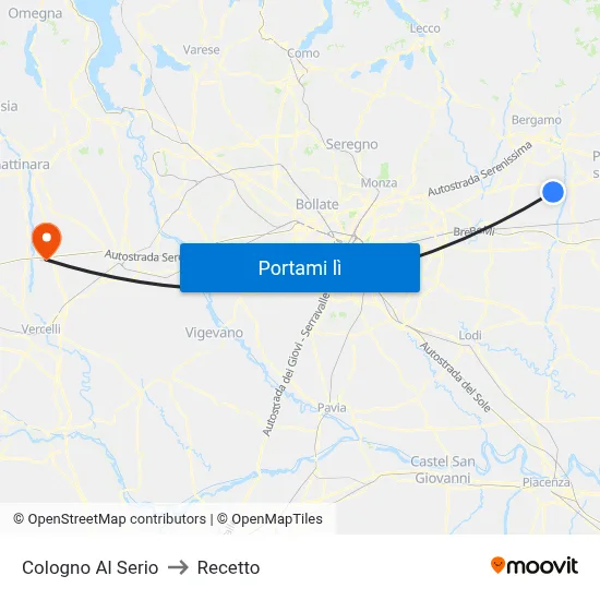 Cologno Al Serio to Recetto map