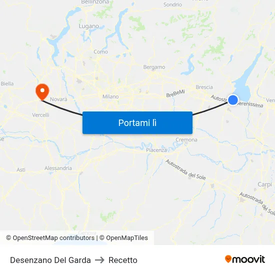 Desenzano Del Garda to Recetto map