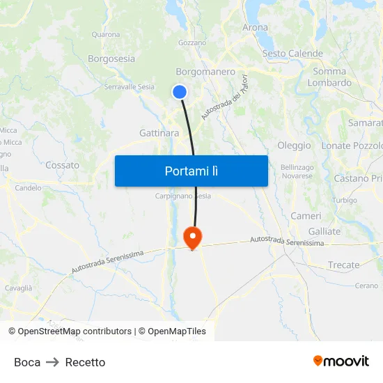 Boca to Recetto map