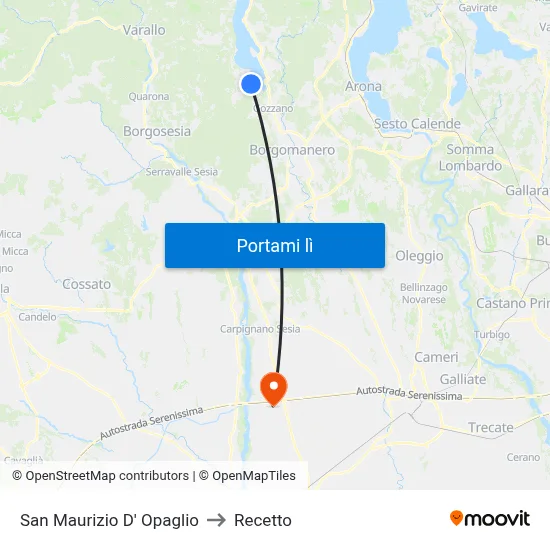 San Maurizio D' Opaglio to Recetto map
