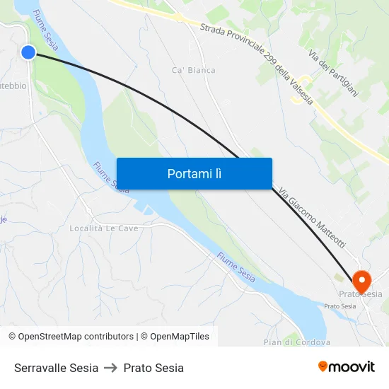 Serravalle Sesia to Prato Sesia map