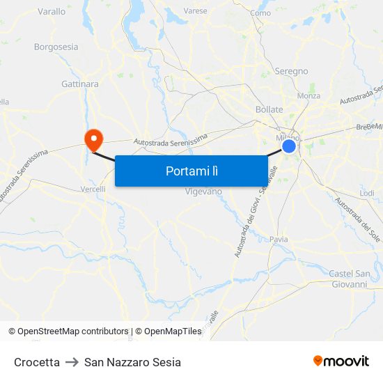 Crocetta to San Nazzaro Sesia map