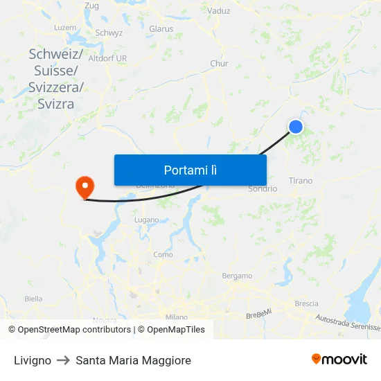 Livigno to Santa Maria Maggiore map