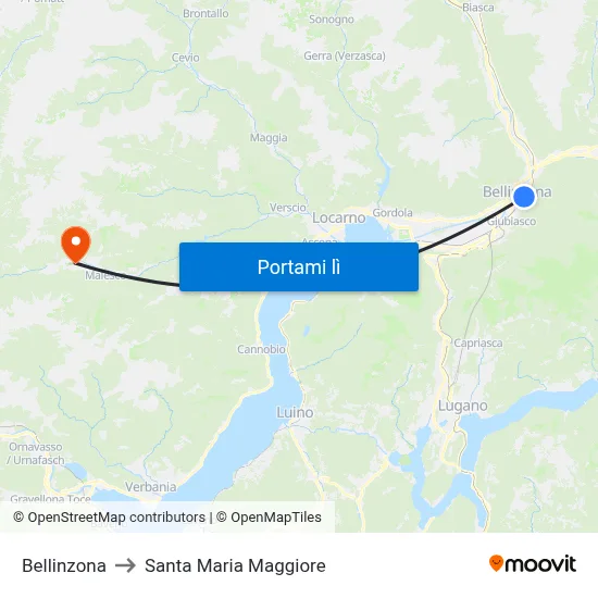 Bellinzona to Santa Maria Maggiore map