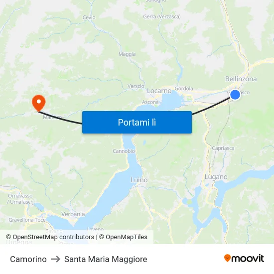 Camorino to Santa Maria Maggiore map