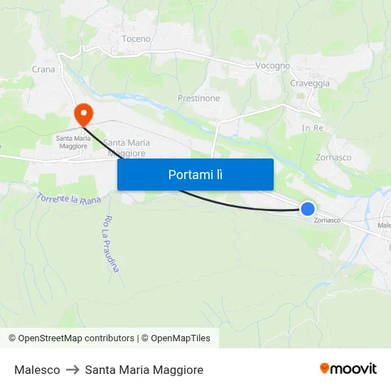 Malesco to Santa Maria Maggiore map