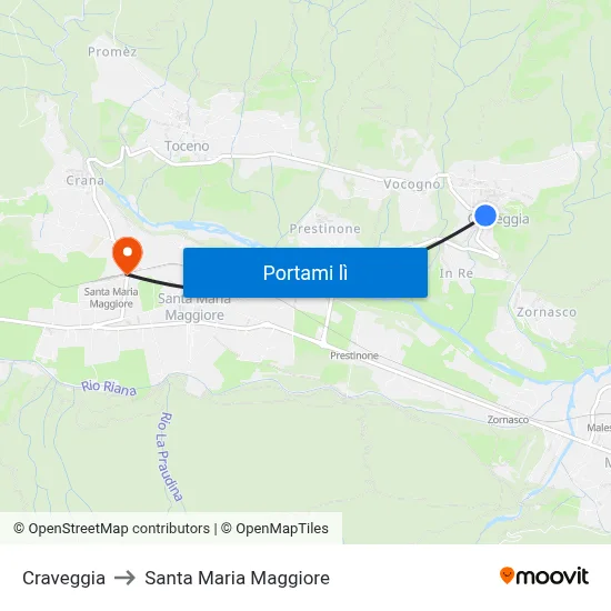 Craveggia to Santa Maria Maggiore map