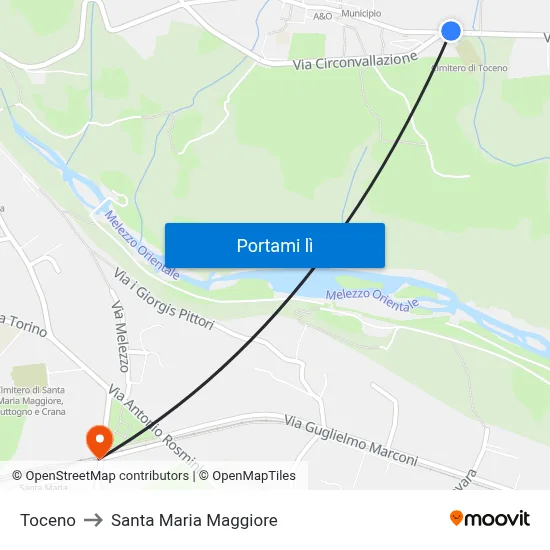 Toceno to Santa Maria Maggiore map