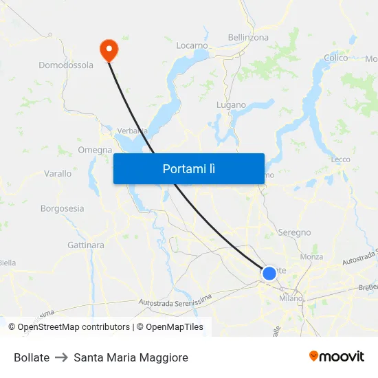 Bollate to Santa Maria Maggiore map