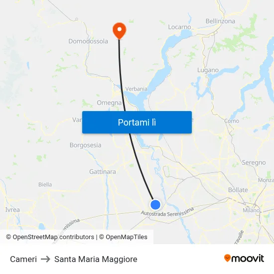 Cameri to Santa Maria Maggiore map