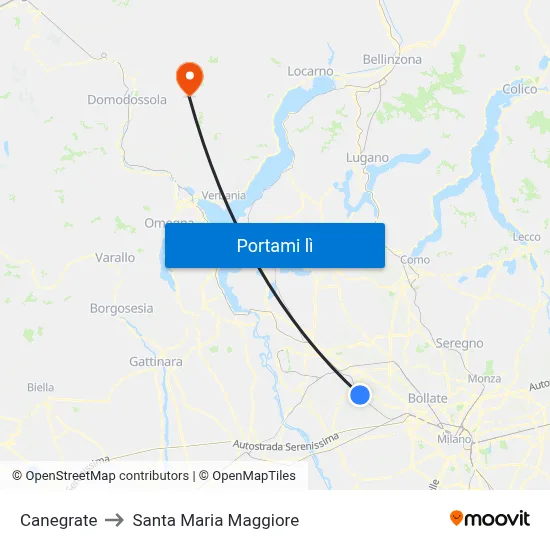 Canegrate to Santa Maria Maggiore map