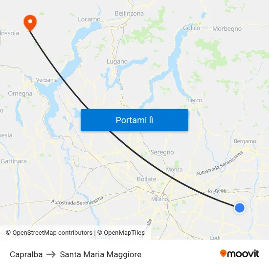 Capralba to Santa Maria Maggiore map