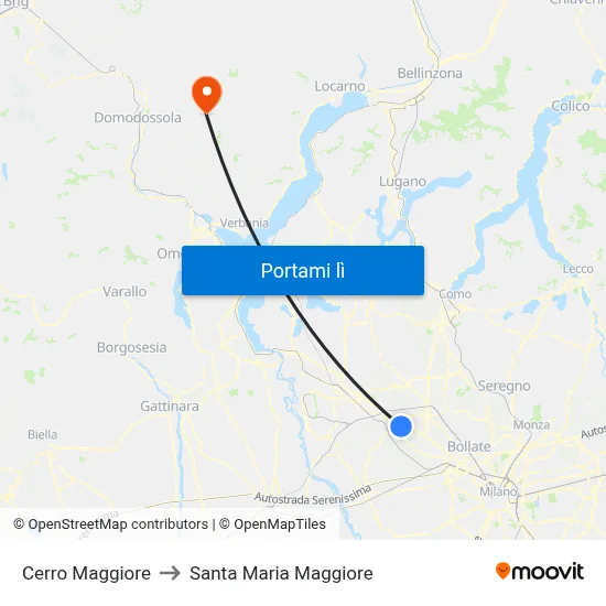 Cerro Maggiore to Santa Maria Maggiore map