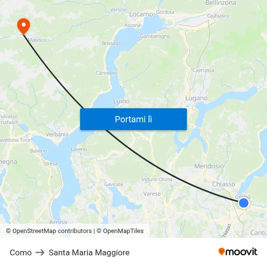 Como to Santa Maria Maggiore map