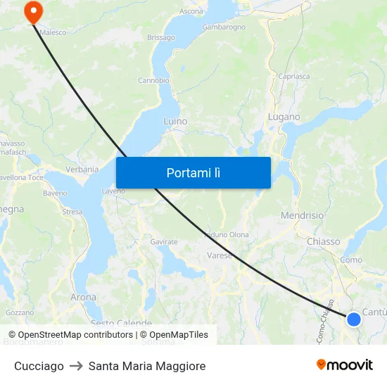 Cucciago to Santa Maria Maggiore map