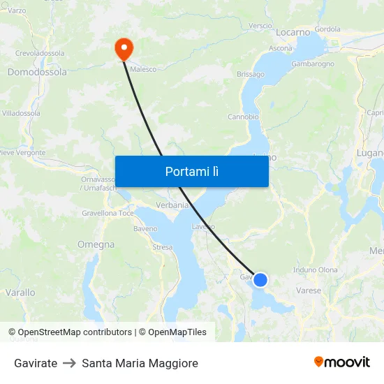 Gavirate to Santa Maria Maggiore map