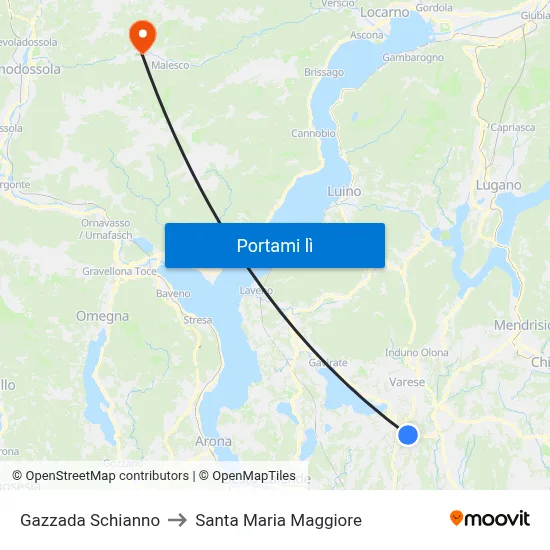 Gazzada Schianno to Santa Maria Maggiore map