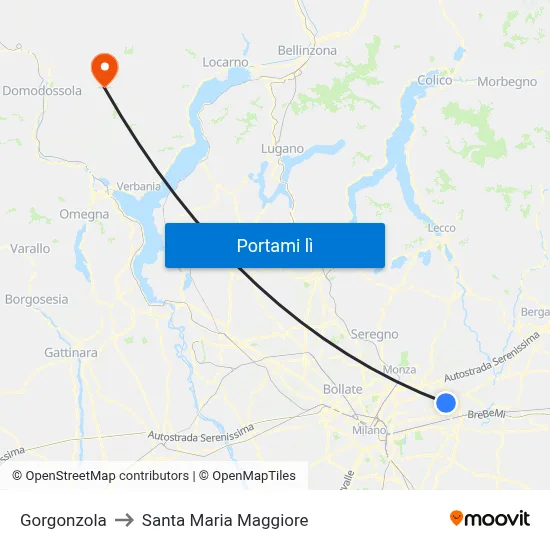 Gorgonzola to Santa Maria Maggiore map