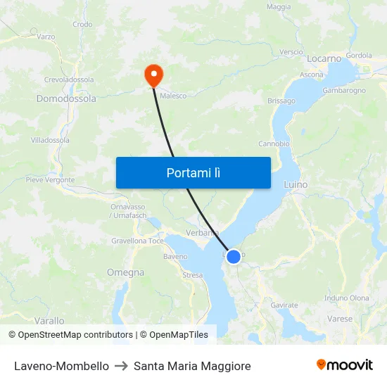 Laveno-Mombello to Santa Maria Maggiore map