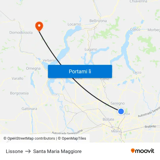Lissone to Santa Maria Maggiore map