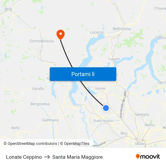 Lonate Ceppino to Santa Maria Maggiore map
