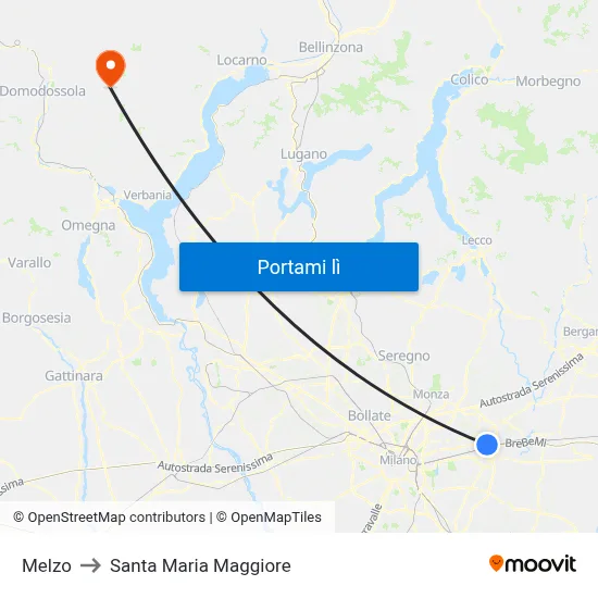 Melzo to Santa Maria Maggiore map
