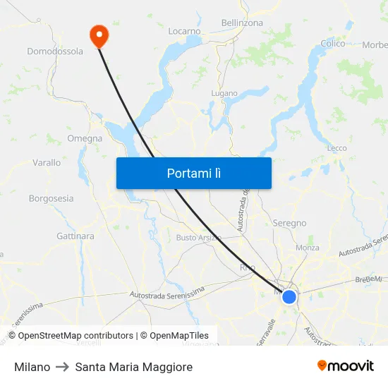 Milano to Santa Maria Maggiore map