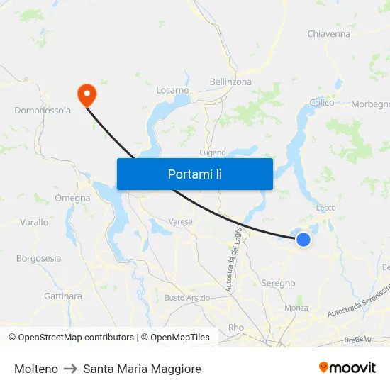 Molteno to Santa Maria Maggiore map