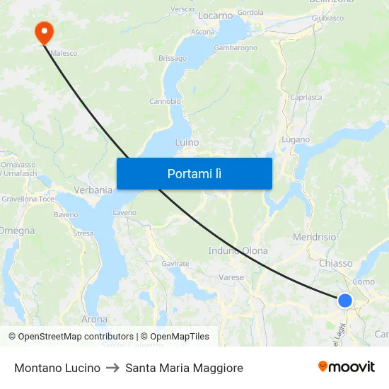 Montano Lucino to Santa Maria Maggiore map