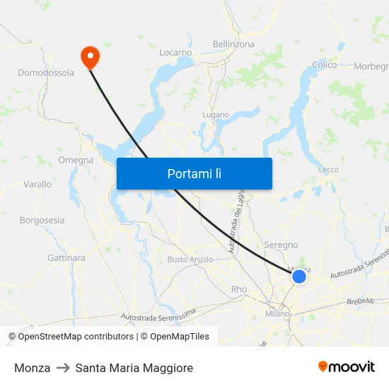 Monza to Santa Maria Maggiore map