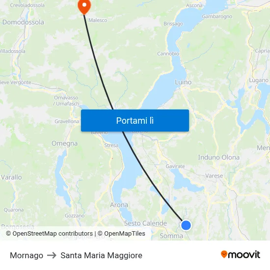 Mornago to Santa Maria Maggiore map