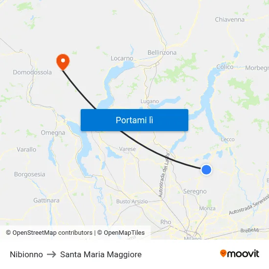 Nibionno to Santa Maria Maggiore map