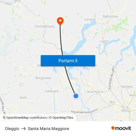Oleggio to Santa Maria Maggiore map